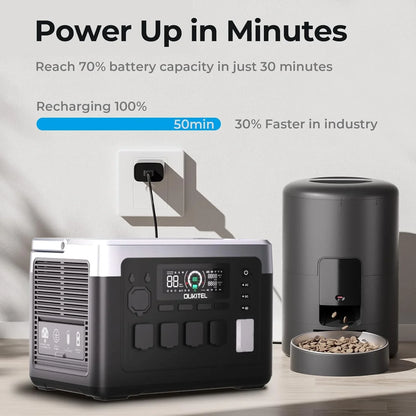 OUKITEL P1000E PLUS Portabel Kraftstation – 1024Wh, 1800W (3600W Peak), LiFePO4, 39 min Snabbladdning, UPS, EU-lager
