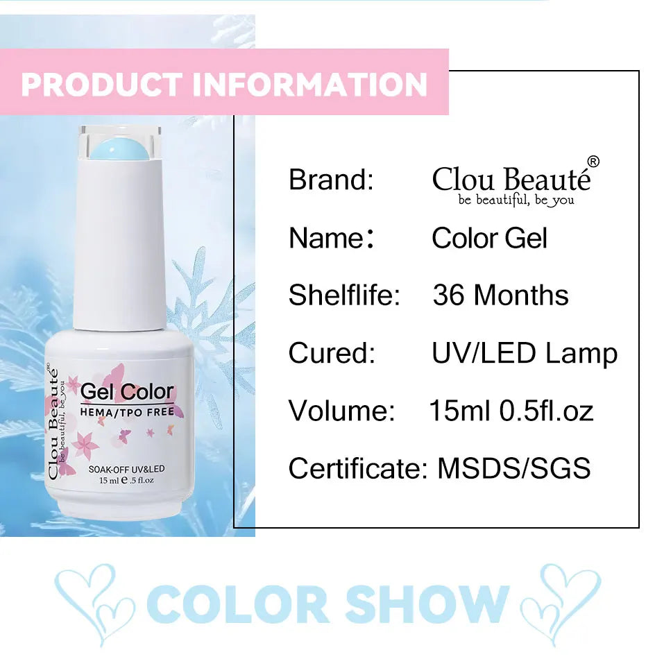 Clou Beaute 12pcs TPO & HEMA FREE Nail Gel Polish Set Red Pink Nude Green Yellow Purple UV Gel Nail Semi Permanent Nail Varnish