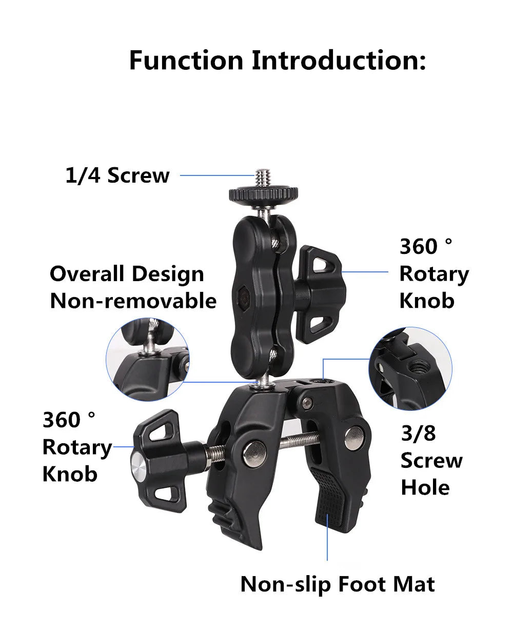 For Insta 360 X5 X4 X3 GO 3S Motorcycle Bicycle Clip Bracket for GoPro 13 12 11 DJI Action 6 Bike Selfie Stick Camera Accessory