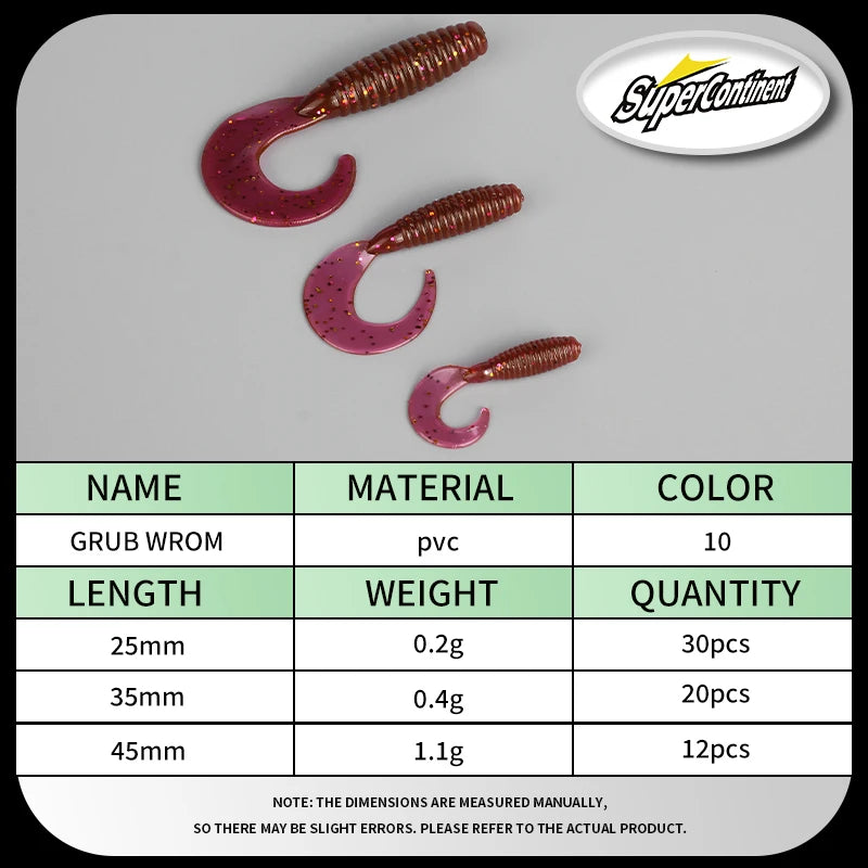 Supercontinent New Soft Bait Angry Spin 25mm 35mm 45mm Fishing Lures Plastic Silicone Worm Moggot Grub Lure Sinking Lures
