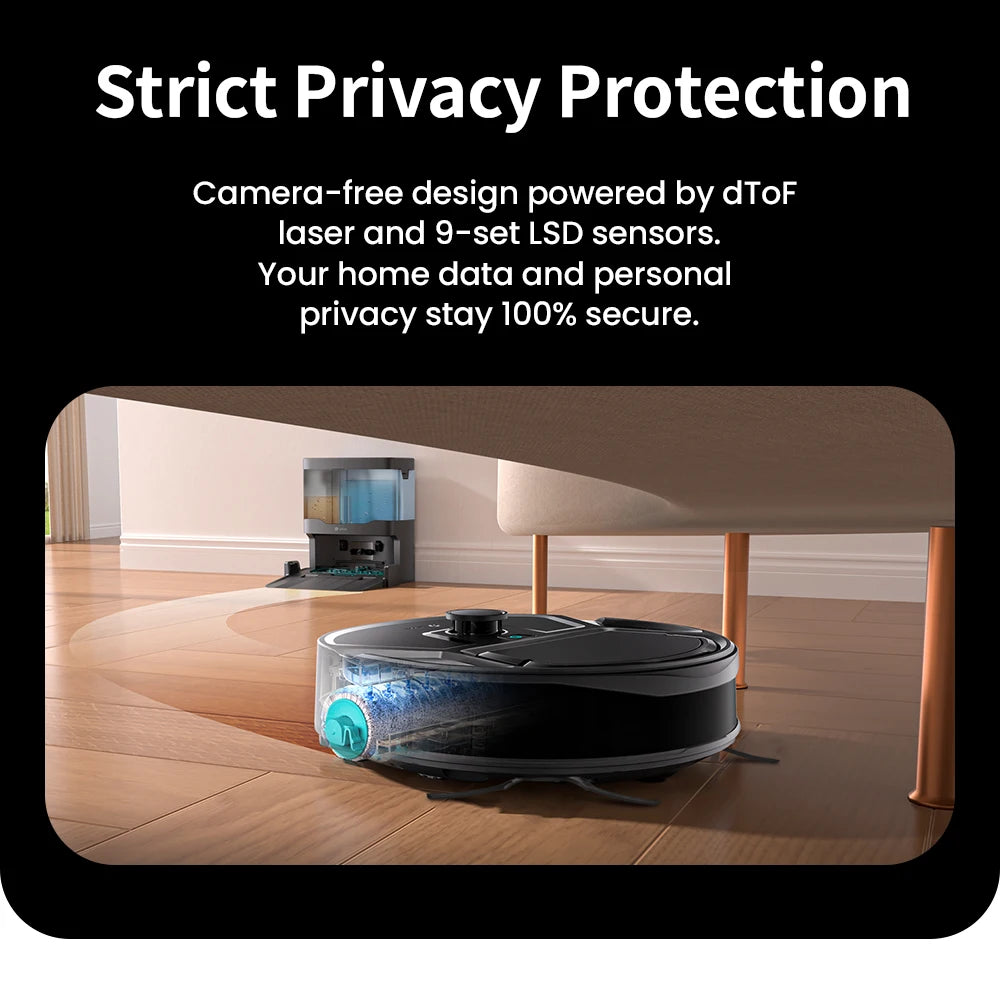 Lefant M265 Robot Vacuum Cleaner with Mapping, 20000Pa, Self-Cleaning Roller, Clean Water Wash, Laser dToF, Avoid PSD, Anti-Tangle, Compact, WiFi 2.4G/5G/Alexa/APP