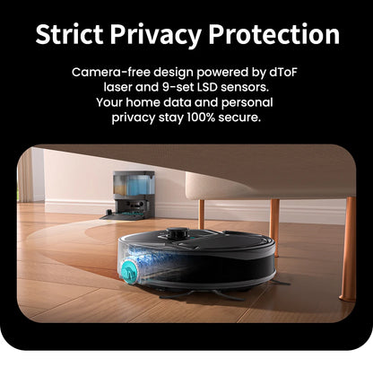 Lefant M265 Robot Vacuum Cleaner with Mapping, 20000Pa, Self-Cleaning Roller, Clean Water Wash, Laser dToF, Avoid PSD, Anti-Tangle, Compact, WiFi 2.4G/5G/Alexa/APP