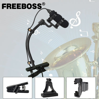 3.5mm 3 Pin 4 PIN Wind Instrument Saxophone Microphone Portable Supercardioid Wired Condenser Mic for Sax Violin Piano IM-22