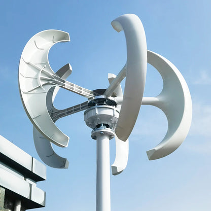 Vertikal Vindturbin 500W Lykta-design 12V/24V – Låg Startvindshastighet MPPT eller Hybrid Sol+Vind Regulator, Röd/Vit