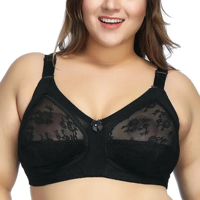 Big Minimizer Bras Large Size Lace Bra Women Sexy Unlined Full Coverage Ultra Thin Wireless Adjusted-straps Underwear Sujetador