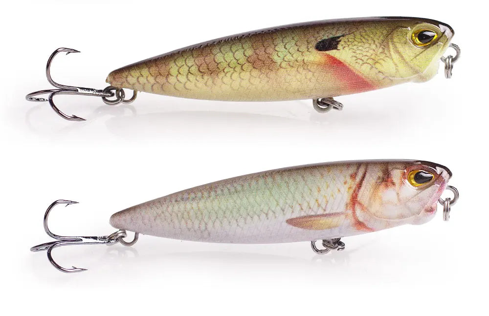 Hanlin Popper 6.5cm/2.56in/5.5g Topwater Baits Walk The Dog Rattle Wobble Fishing Lures Floating Hard Plastic Bass Tackle