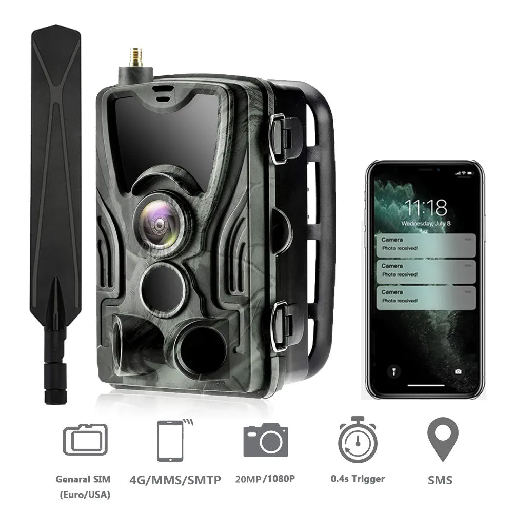 Suntekcam HC-801 Series APP Control 4G 20MP 1080P Hunting Trail Camera Wireless Wildlife Cameras 0.3S Trigger Night Vision