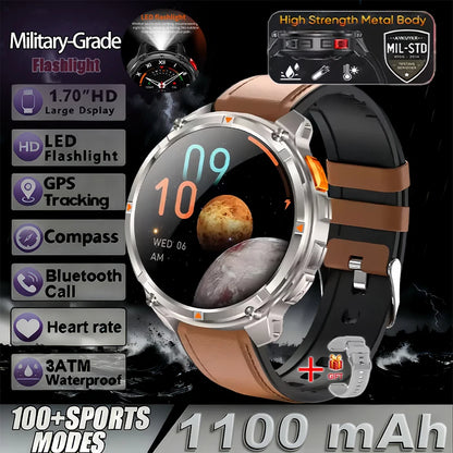 T-Rex3 Pro Militär Smartklocka 2026 – 1100mAh, GPS, Kompass, 5ATM, 14 Färger