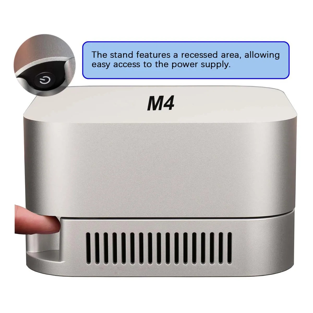 DOXONN Ställ för Mac Mini M4/M4 Pro – 360° Ventilation Dammskydd Halkfri Silikon PC+ABS Trådlöst Signal-vänlig, Silver