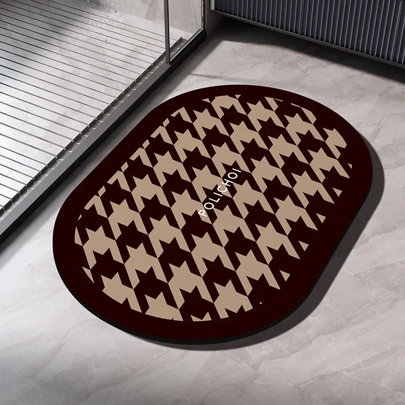 VIKAMA Premium Diatomaceous Earth Bathroom Mat - Absorbent Quick-Dry Anti-Slip Foot Rug for Shower Area Home Decor