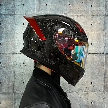 ORZ Carbon Fiber Motorcycle Helmets Men's and Women's Four Seasons Lightweight Helmets Motocross Color Lens Cosas Moto