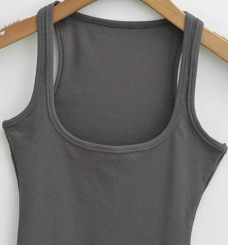 Summer U-neck Sculpted Square Neck Tank Top for Women New 2025 Fashionable Sleeveless Top