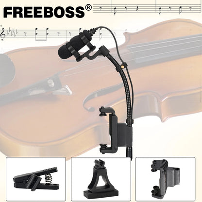 Professional 3 Pin 4 PIN XLR Violin Microphone 3.5mm Portable Condenser Musical Instrument Mic for Wind Sax Piano Clarinet IM-22
