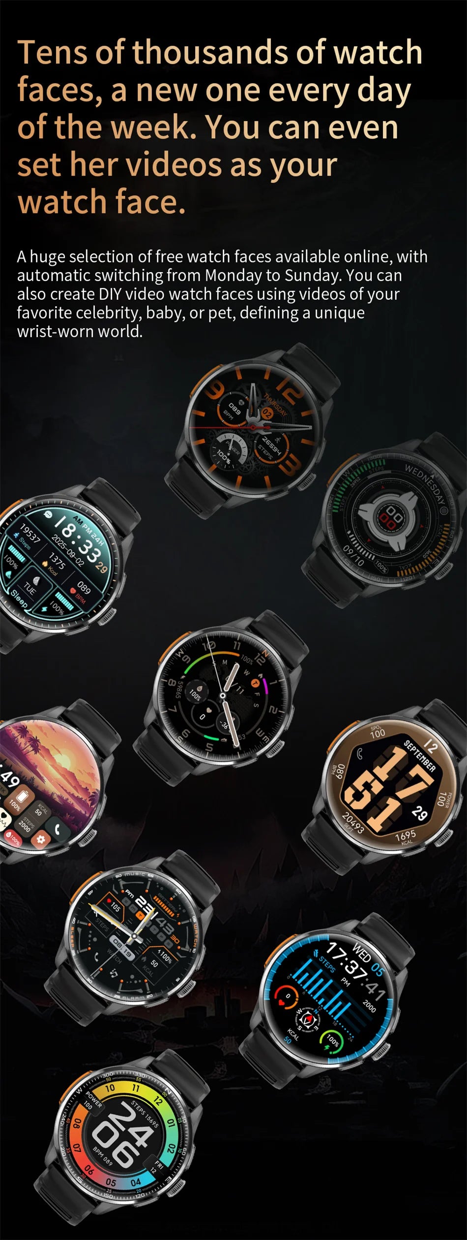 4G/3G Full Network Infrared Smart Watch 1.60 inch AMOLED Screen 800W Video Call  2100mAh Google Play WIFI GPS Compass Smartwatch