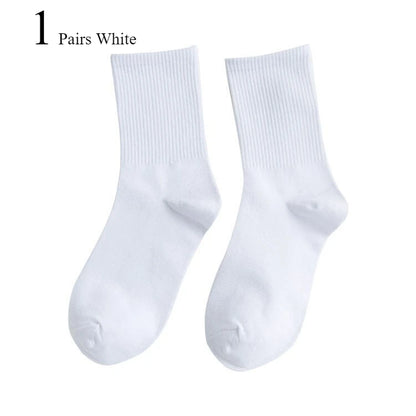 1/510 Pairs Women Solid Color Socks Simple Versatile Fashionable Socks Antibacterial Odor Resistant Breathable Comfortable Socks