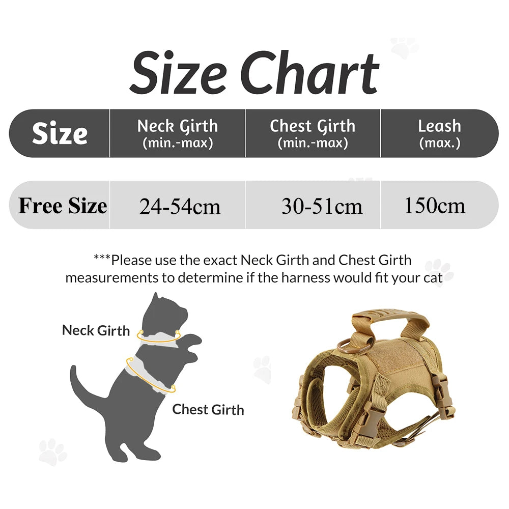 Tactical vest for kittens and small dogs military harness for cats traction strap to prevent escape breathable with 2 Stickers
