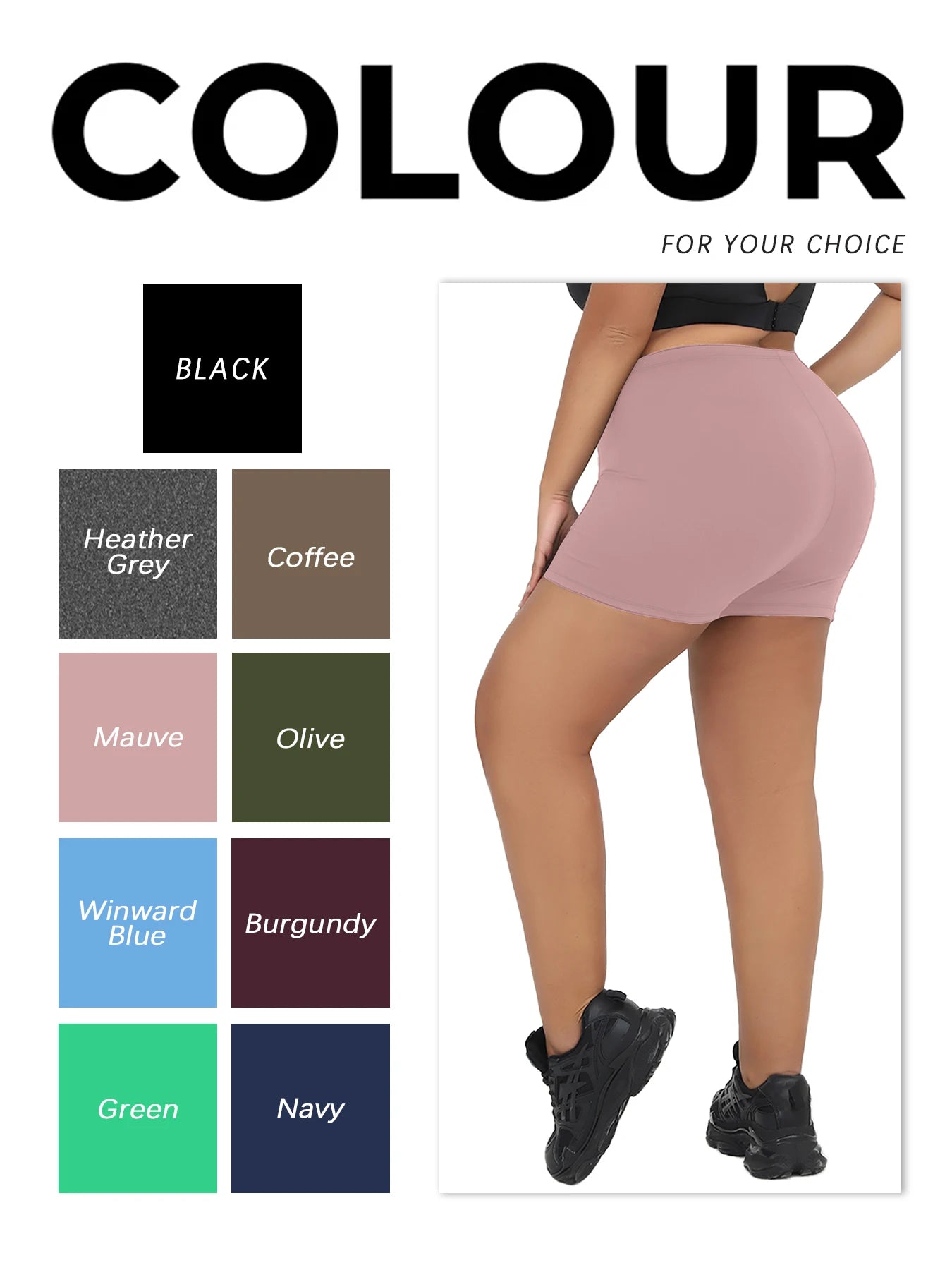 Dam Plus Size Biker Shorts Träning – Mjuk Högsträck Squat Proof Yoga Gym Fitness Knälång, 9 Färger 1XL–4XL
