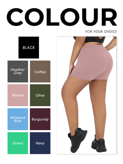 Dam Plus Size Biker Shorts Träning – Mjuk Högsträck Squat Proof Yoga Gym Fitness Knälång, 9 Färger 1XL–4XL