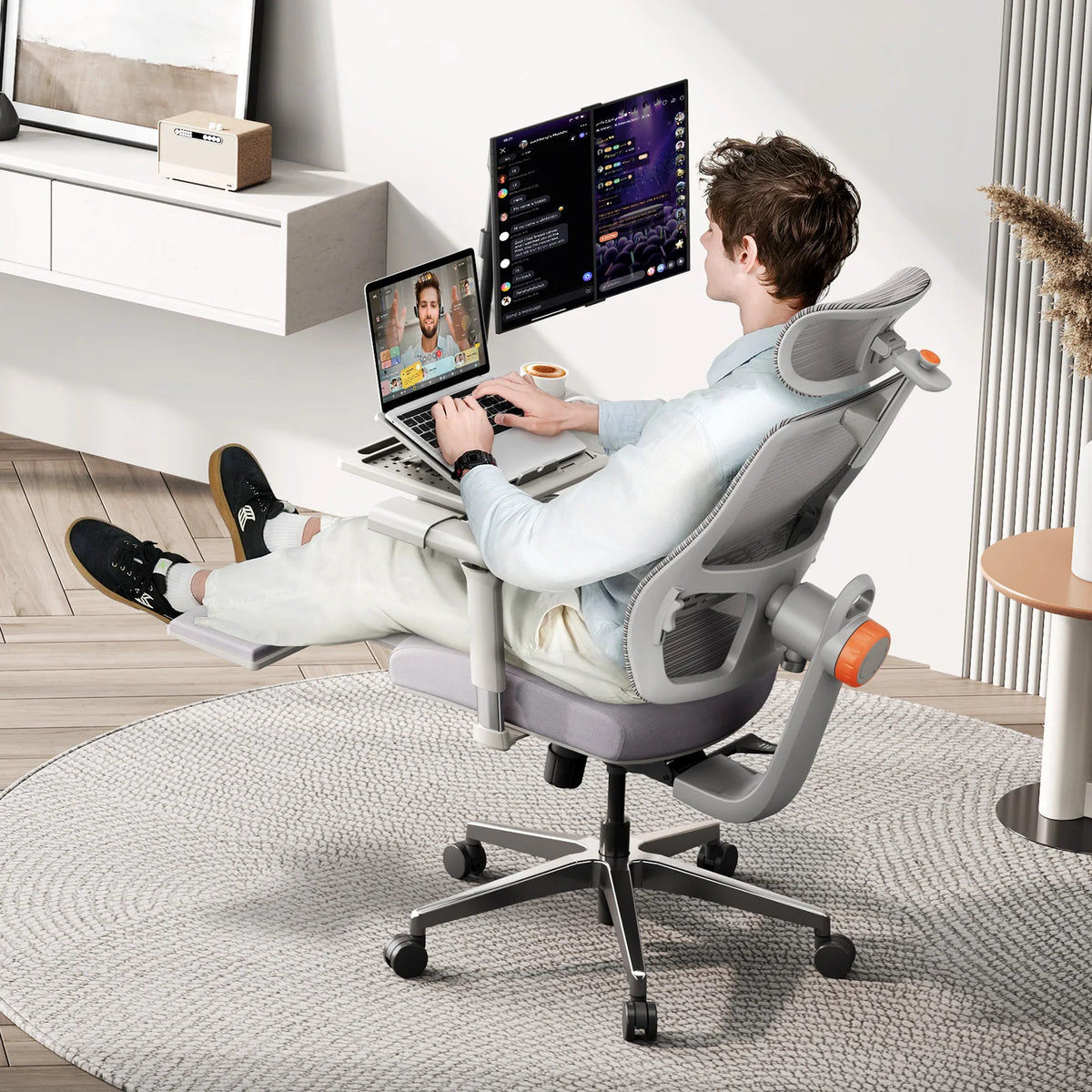 Newtral MagicH-GPro Home Office Ergonomic Chair With Workstation LAPD, with Footrest, 5D Headrest, 4D Armrest