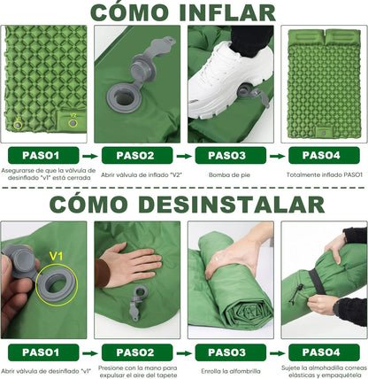 Uppblåsbar Campingmadrass T2312 – Extra Bred, Inbyggd Pump, TPU-Nylon, 8 Färger