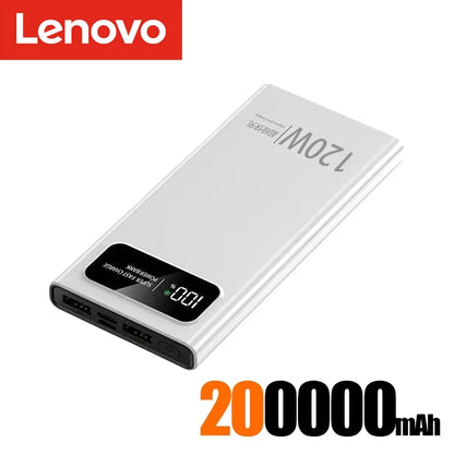 Lenovo 120W 200000mAh Power Bank Fast Charge Large Capacity External Battery CCC Mobile Power For Iphone Samsung Xiaomi NEW
