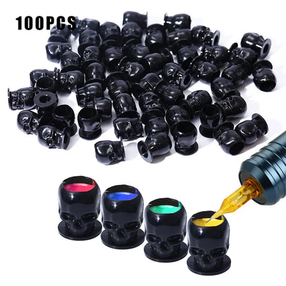 50/100/200pcs Plastic Disposable Tattoo Ink Cups With Base Pigment Clear Holder Container Cap Tattoo Accessory Permanent Makeup