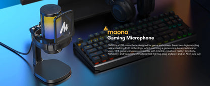 MAONO DGM20 USB Gaming Microphone for PC with RGB Light Noise Reduction Tap-to-Mute Gain Control for Discord Streaming Podcast