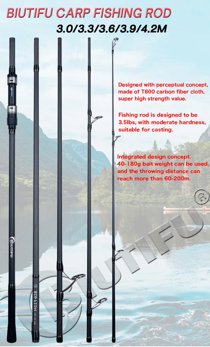 BIUTIFU BIGFISH Carp Surfcasting Rock Fishing Rod 3.0/3.6/3.9/4.2/4.5m T800Carbon 3.5lb Shore Casting 40-200g Spinning Hard Pole