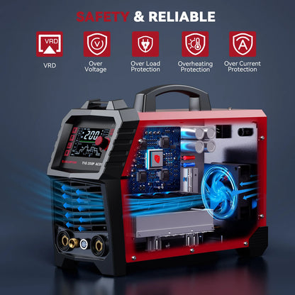ARCCAPTAIN TIG200PACDC AC/DC TIG-svets, 7-i-1 och 200 A
