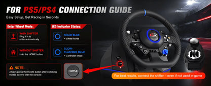 Game Steering Wheel For PS5/PS4/PC Leather 28mm Adjustable 270°-900°Wheels RGB Hall Effect Macro Linear 3Pedals Racing Simulator