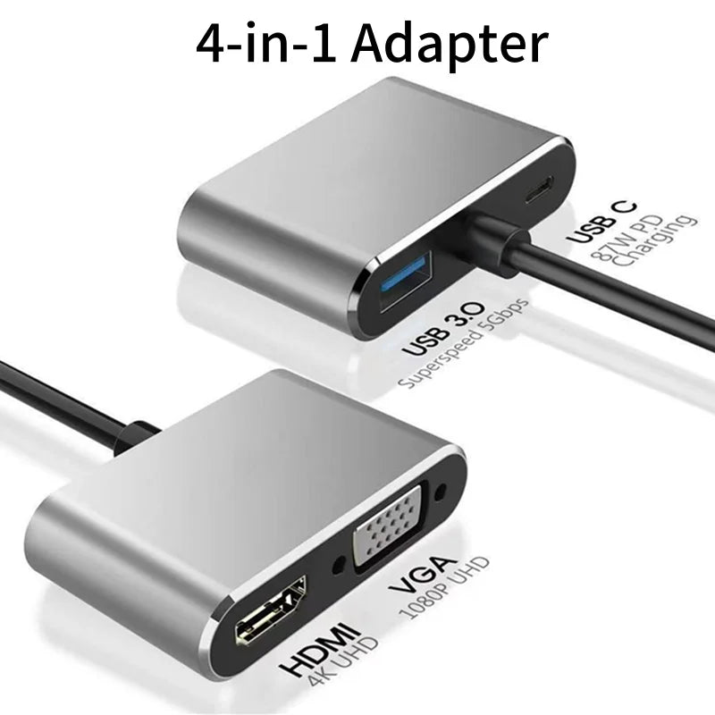 8-in-1 USB C Hub Adapter 4K HDMI PD100W USB 3.0 Gigabit Ethernet Line For Meetings Presentations for MacBook iPad Laptops
