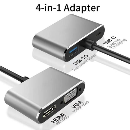 8-in-1 USB C Hub Adapter 4K HDMI PD100W USB 3.0 Gigabit Ethernet Line For Meetings Presentations for MacBook iPad Laptops