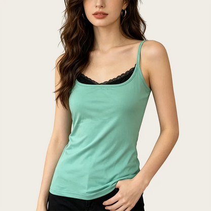 Dam Y2K Spets Camisole – Cinched Waist Ärmlös Sexig Sommar Festival, Grön S–L