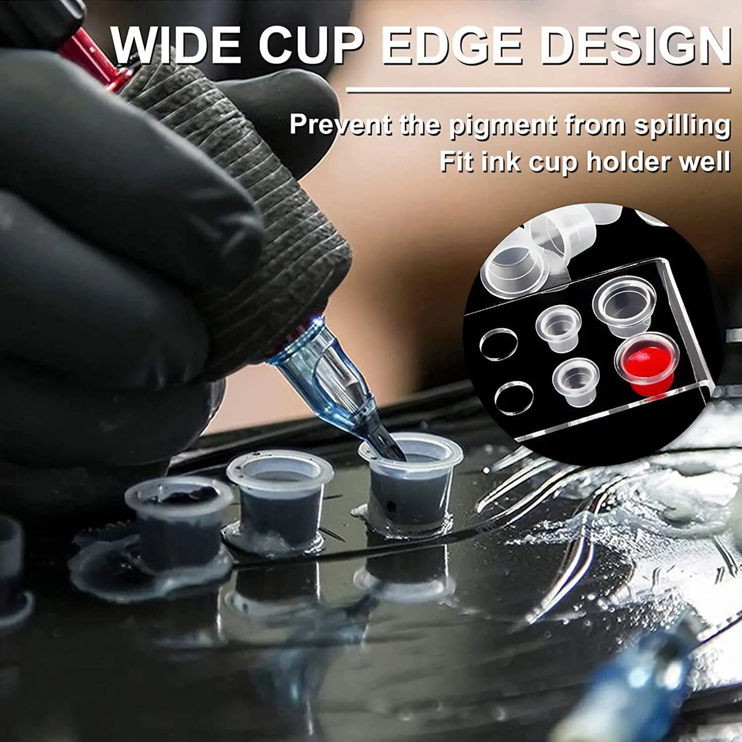 1000/100pcs Disposable Tattoo Ink Cups S/M/L Plastic Clear Holder Container Cap for Tattoo Pigment Permanent Makeup Accessories