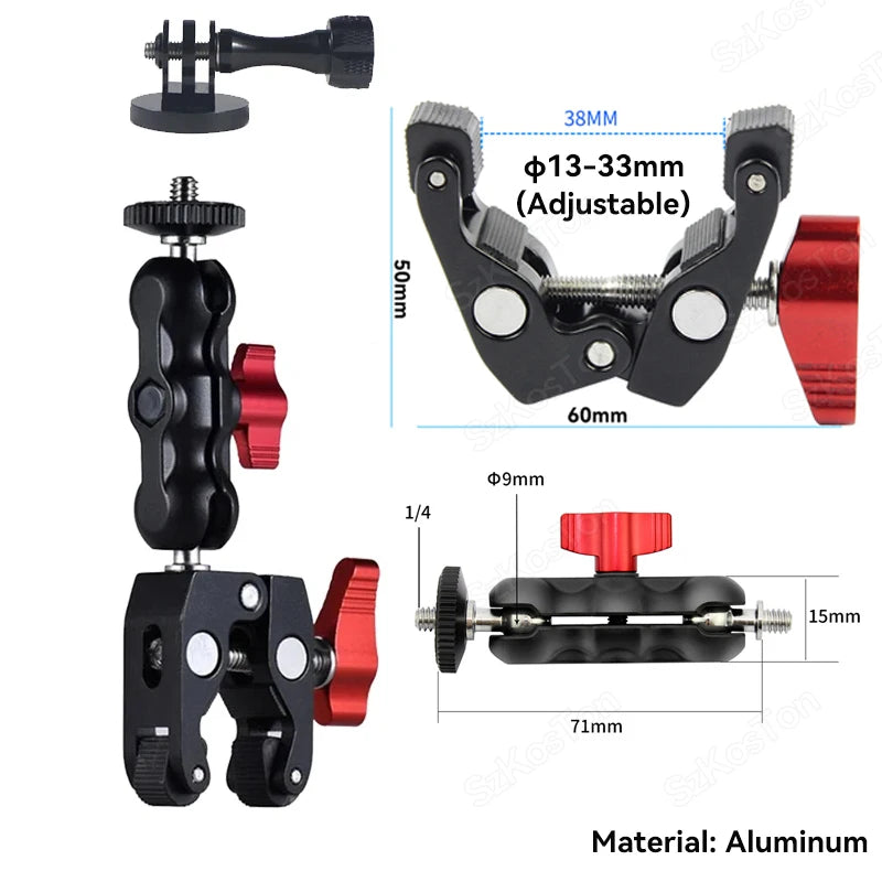 For Insta 360 X5 X4 X3 GO 3S Motorcycle Bicycle Clip Bracket for GoPro 13 12 11 DJI Action 6 Bike Selfie Stick Camera Accessory