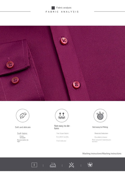 Men's long sleeved elastic shirt, non ironing business dress, professional work attire, stand up collar shirt  men shirts