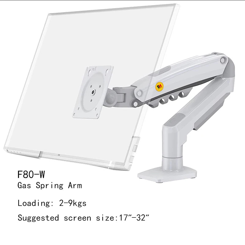 NB NORTH BAYOU F80 A5 Desktop Gas Spring 17-30" LCD LED Monitor Holder Mount Arm Full Motion Display Stand Loading 2-9 Kgs
