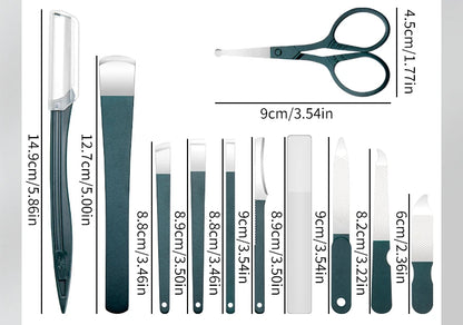 40Pcs Manicure Set Nail Clippers Kit Cuticle Scissors Stainless Steel Foot Care Tools with Leather Case Foot Rasps Callus Shaver