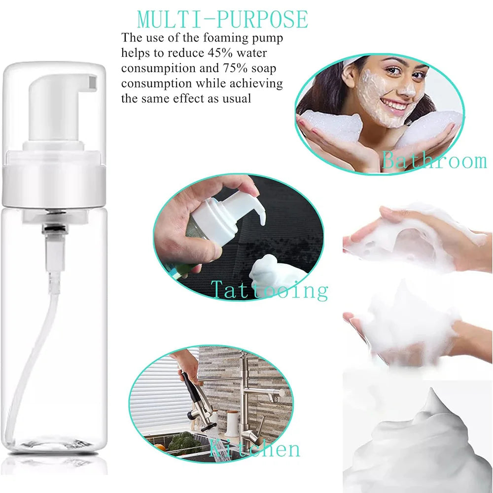 50-200ML Tattoo Foam Pump Bottle Plastic Foaming Dispenser Refillable Green Soap Foam Bottle Portable Lash Shampoo Dispenser