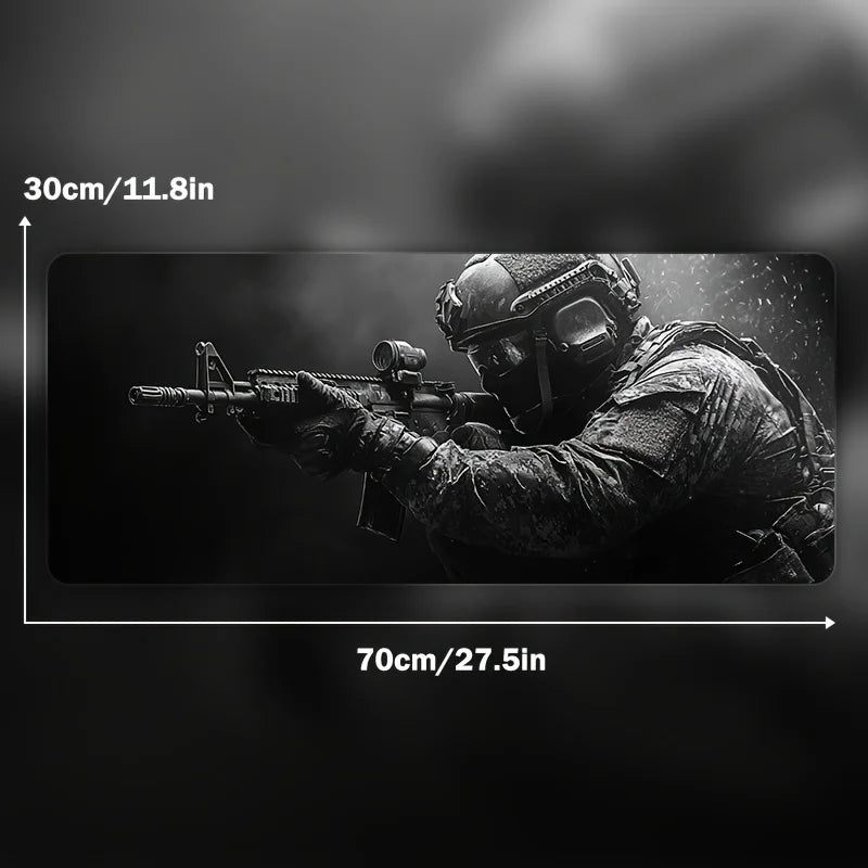 Large Mouse Pad Tactical Soldier Design Non-Slip XXL Desk Pad Gaming Accessories Stitched Edges for Home and Game for FPS Gamer
