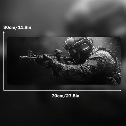 Large Mouse Pad Tactical Soldier Design Non-Slip XXL Desk Pad Gaming Accessories Stitched Edges for Home and Game for FPS Gamer