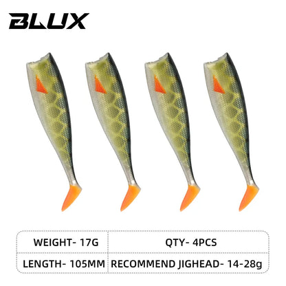 BLUX BLOD SHAD 80mm 105mm Soft Fishing Lure Jighead Black Tail Minnow Artificial Silicone Bait Saltwater Sea Bass Swimbait Gear