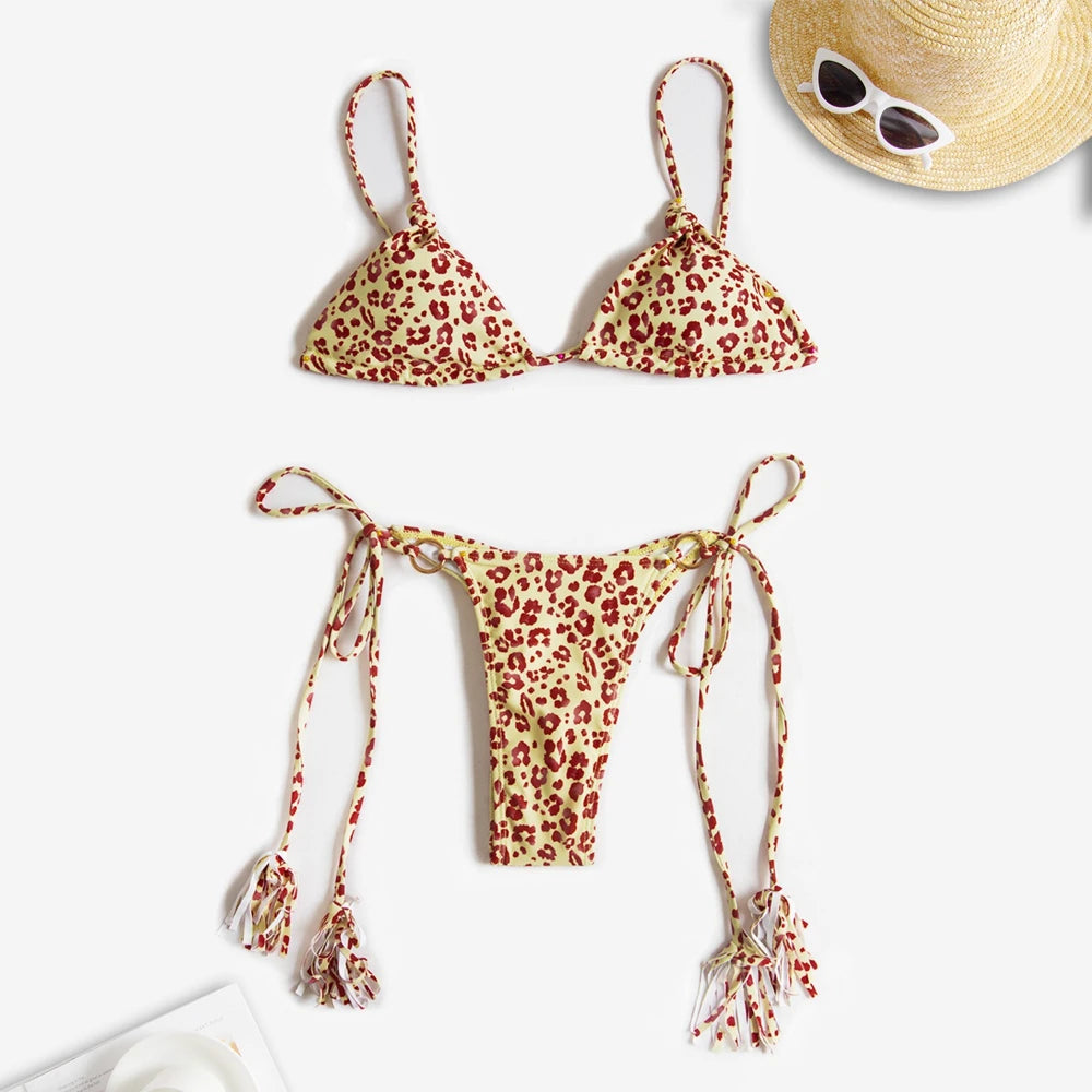 Cikini-Three-Point Bra for Women, Swimsuit Tie Rope, Swimming Pool Wear, Sexy Bikini, Hot Selling, New Fashion, 2022