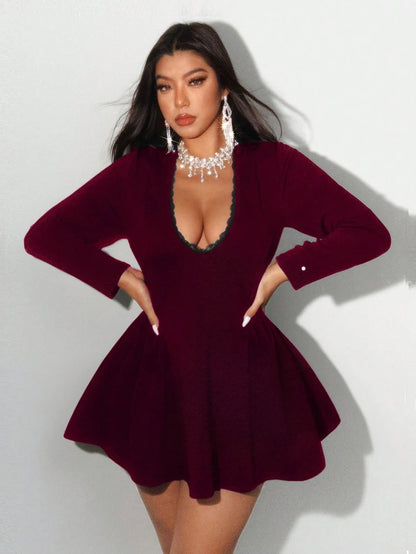 plus Size Lace Sexy Dress Elegant Gown for Women Big Size Party Outerwear Fashionable Casual Dress