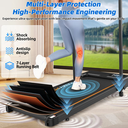 RAMYPOKET Walking Pad Foldable With Incline 9% , 2.5HP 1-10km/h Walking Pad With APP&LED, Max 150kg Treadmill For Home & Office