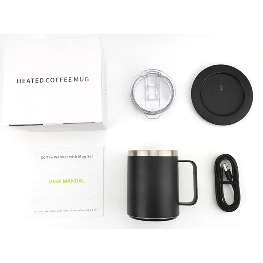 Self Heating Coffee Mug USB Powered Heated Cup with Temperature Control 131℉ Electric Coffee Mug Warmer for Desk Heated Mug