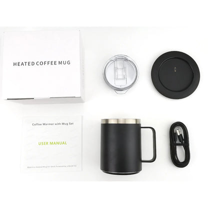 Self Heating Coffee Mug USB Powered Heated Cup with Temperature Control 131℉ Electric Coffee Mug Warmer for Desk Heated Mug