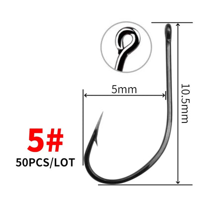 50pcs High Carbon Steel Curved Back Octopus Circle Hooks – Jig Hook for Fly Fishing & Carp Tackle