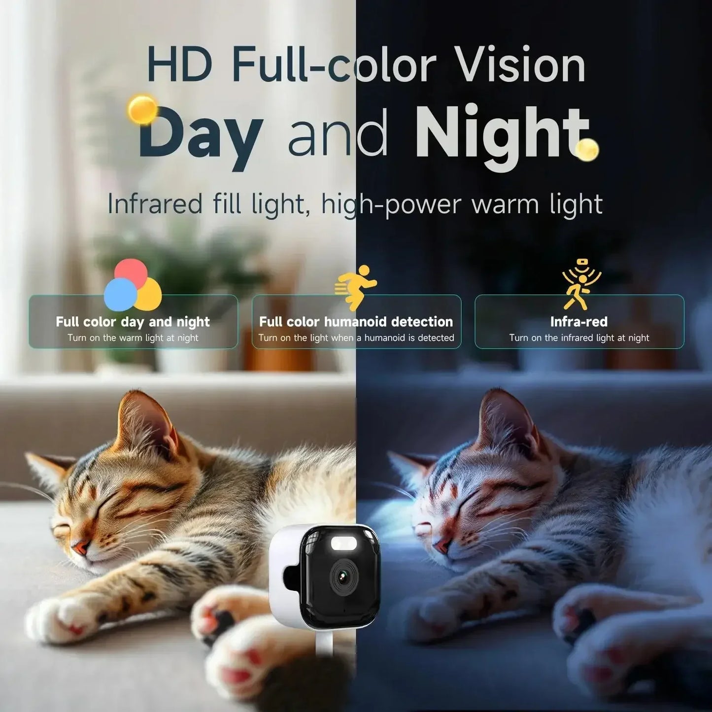 2.4/5GHz WiFi 3MP 1080P HD Night Vision Paste Mount Security Camera Indoor Phone Remote Home Surveillance Safety Monitoring