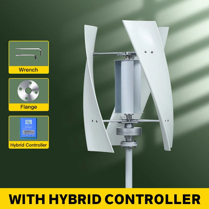 SMARAAD Vertikal Vindturbin 2kW – Magnetisk Dynamo MPPT Boost Hybrid Sol+Vind Off-Grid Inverter 220V, EU-lager Polen